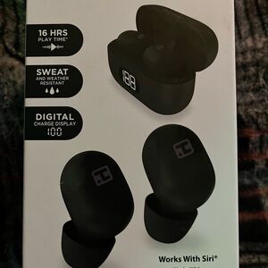 iHome Black Earbud Headphones with Digital Display